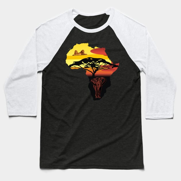 africa, elephant, lion Baseball T-Shirt by hottehue